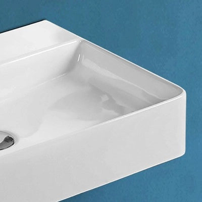 Lavabo sospeso rettangolare 60x42 cm in ceramica bianco lucido