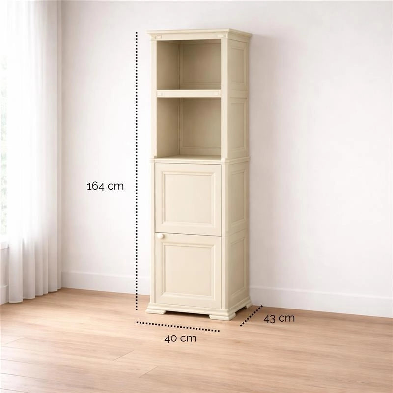 MOBILE 2 MODULI ANGORA 40X43X164 CM CON ANTE FINITURA LEGNO E 2 MODULI SCAFFALE – CONTENITORE VERTICALE MULTIUSO PER ORGANIZZAZIONE CASA