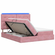 Letto con contenitore LED e materasso Rosa 200 x 200 cm Velluto 3460277