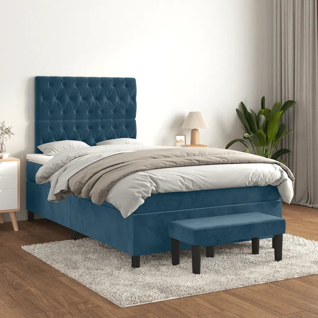 Giroletto a Molle con Materasso Blu Scuro 120x190 cm in Vellutocod mxl 92259