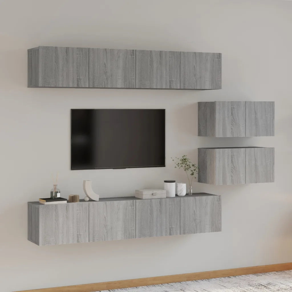 Set di Mobili Porta TV 6 pz | Armadietto TV | Mobile Porta TV Grigio Sonoma in Legno Multistrato