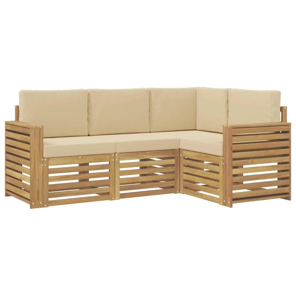 Set divani 4 pcs Bianco e Beige 191 x 132,5 x 73 cm Poliestere 3391763