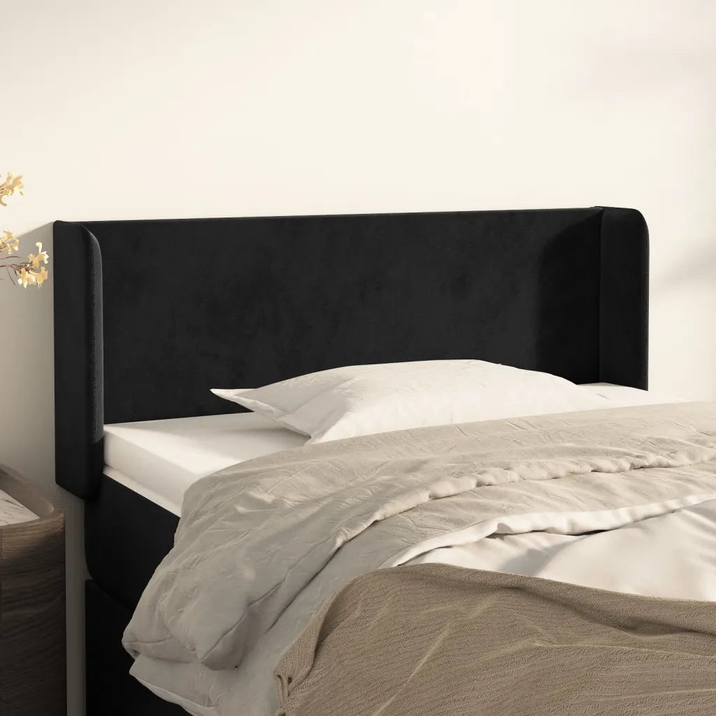 Testiera | Testata ad Orecchio Nera 83x16x78/88 cm in Velluto