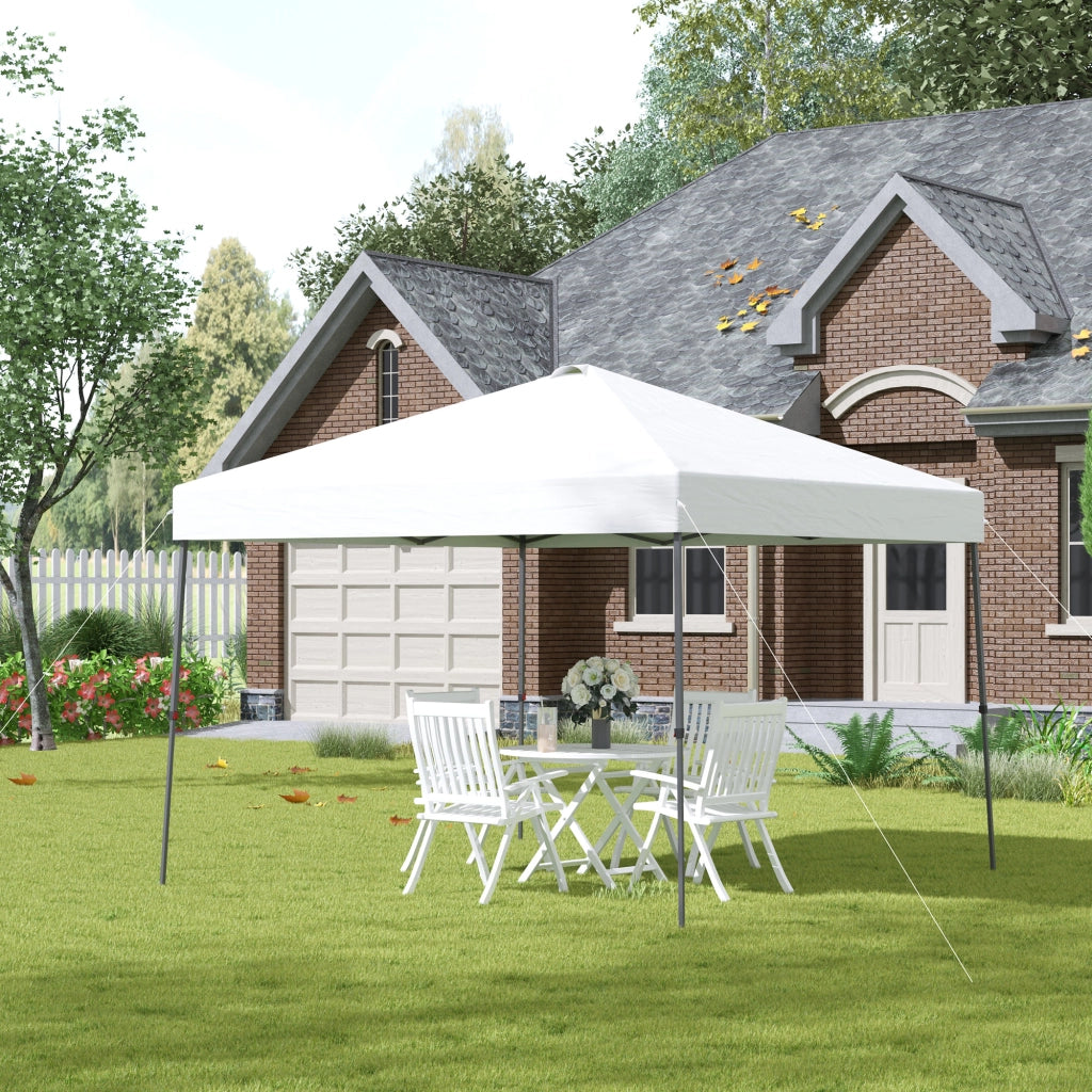 Gazebo Pieghevole 3x3m ¨C Zephmum ¨C Bianco, Acciaio, con Ruote e Borsa di Trasporto