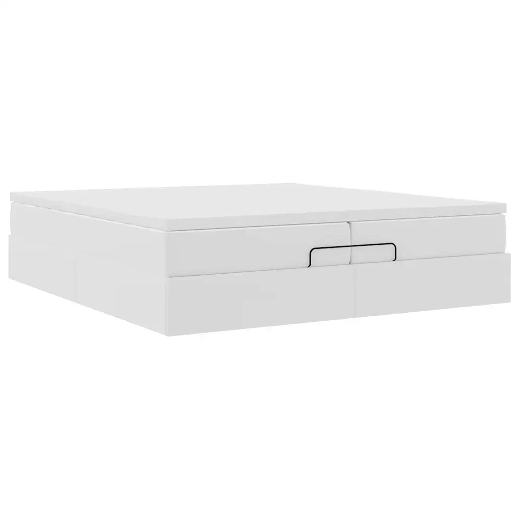 vidaXL Struttura Letto Pouf con Materassi Bianco 200x200 cm Similpelle