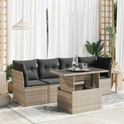 Set Divano da Giardino 5 pz con Cuscini Grigio in Polyrattan 3326091