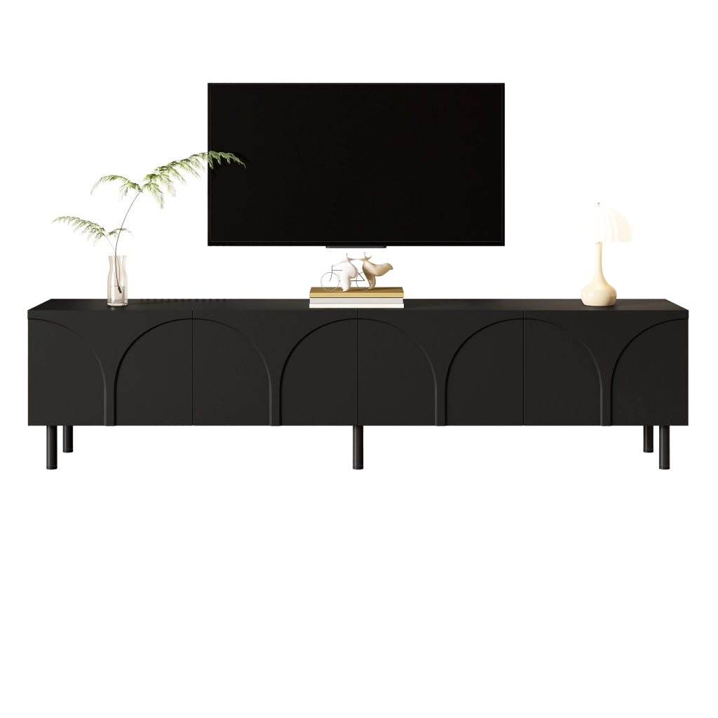 Mobile TV con 4 ante e 2 vani; per soggiorno; in MDF e truciolare; 180 x 35 x 49 cm; nero
