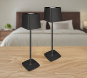 Coppia Di Lampada Da Tavolo LED Set 2 Pezzi Design Moderno Senza Fili Ricaricabile Controllo Touch Selezione Colore Intensità Dimmerabile Altezza Regolabile Con Adattatore Per Bottiglia 3000/4500/600K  2Pz-Quadrata-Nero