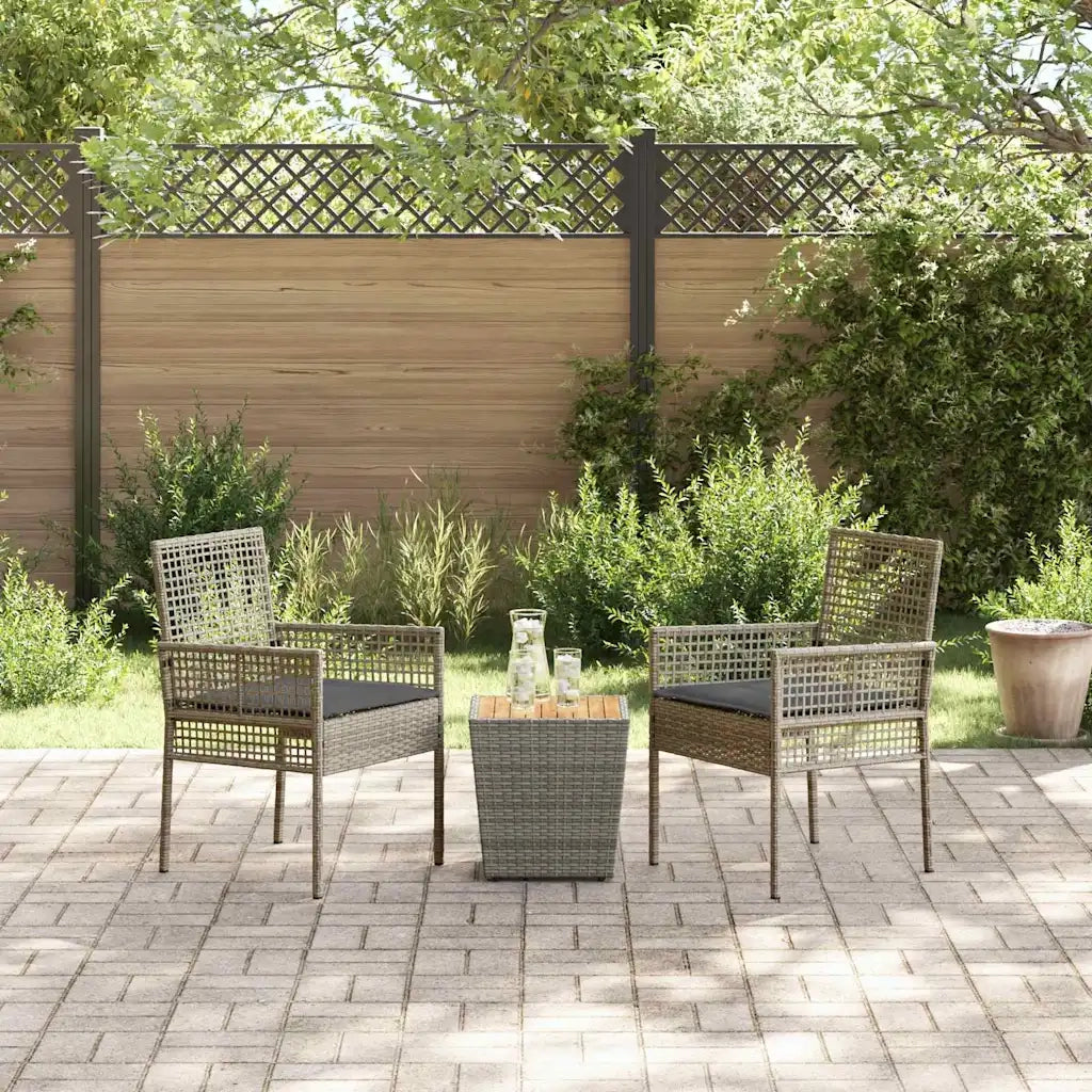 Set Bistro da Giardino 3 pz | Set Salotto da Giardino Grigio polyrattan