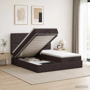 Letto Ottomano con Materasso e LED Marrone Scuro 200 x 200 cm 3458468