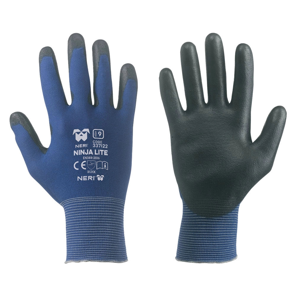 GUANTI NYLON / POLIURETANO 'NINJA LITE' Tg. 9- 12 coppia  - NERI