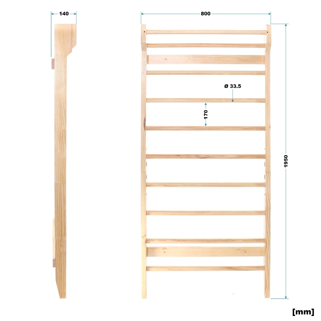 Toboli Spalliera svedese legno 195 cm max 150 kg Scala per ginnastica bambini adulti