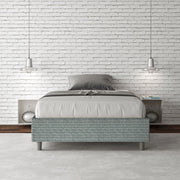 Letto una piazza e mezza con rete imbottito 120x210 tessuto Aragona 7 azzurro Azelia