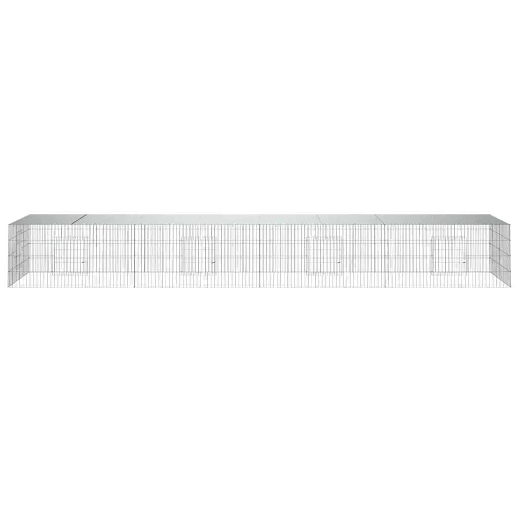 Gabbia per conigli con 4 pannelli 433 x 109 x 54 cm ferro zincato argento 02_0041690