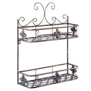 Mensola da parete per bagno in metallo bianco 52 x 42 cm Ripiano singolo sospeso in stile vintage effetto anticato