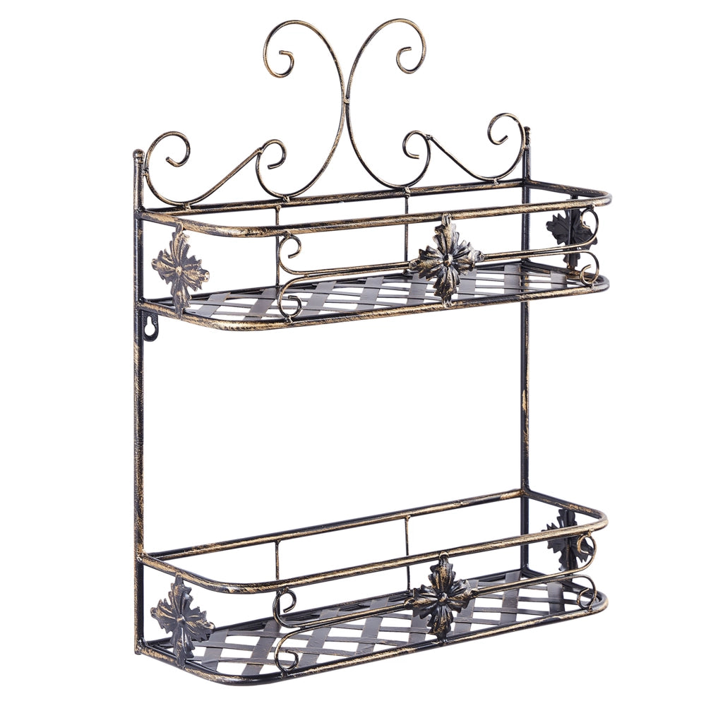 Mensola da parete per bagno in metallo bianco 52 x 42 cm Ripiano singolo sospeso in stile vintage effetto anticato