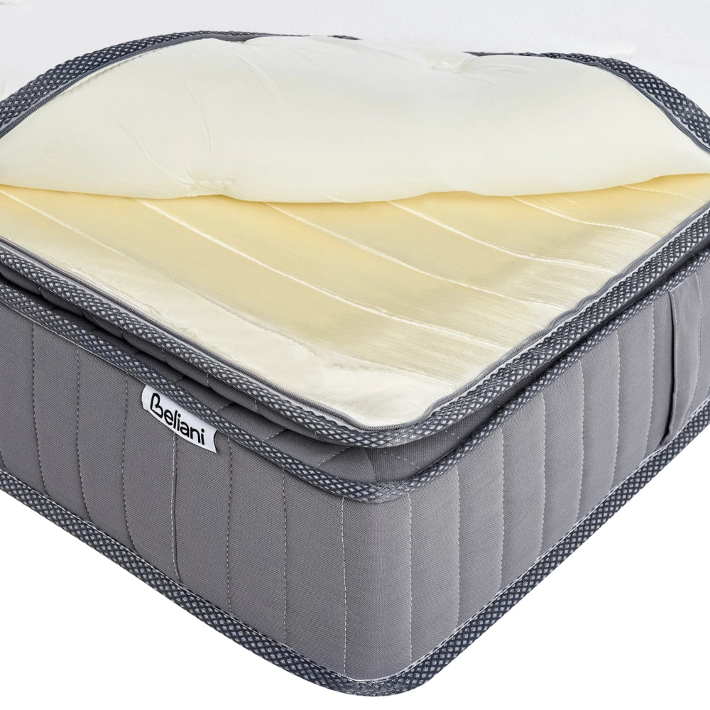 Materasso a molle insacchettate EU misura matrimoniale 140 x 200 cm con imbottitura in memory foam rinfrescante rivestimento rimovibile 3 piedi dura rigidità design moderno trapuntato