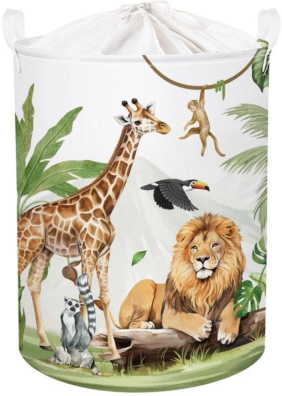 Cestino per bambini Safari Animali Opportuno per ragazzi ragazze Giraffa Leone Grande cassa per giocattoli per camera da letto bagno, scimmia, 63L