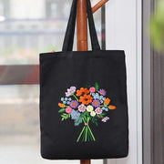 Kit di Cucito per Principianti - Set di Cucito per Tela - Cucito a Bastoncino di Bambù - Filo di Cucito e Aghi - Borsa con Motivi di Fiori - Regalo Creativo - Kit di Cucito Completo