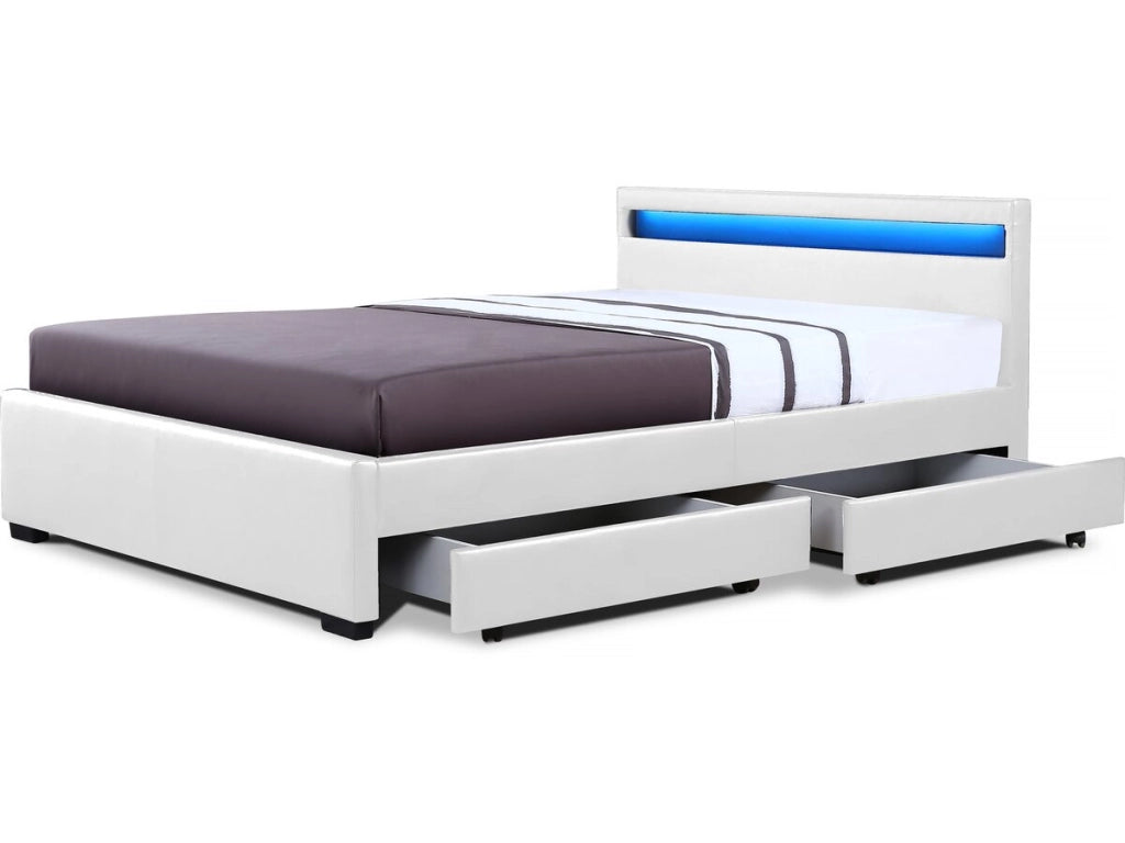 Letto con LED "NICO" - 160 × 200 cm - Bianco