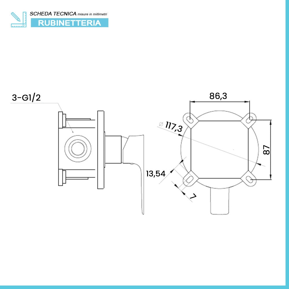 Set doccia nero opaco con braccio 35cm, soffione 25cm e miscelatore linea Flat