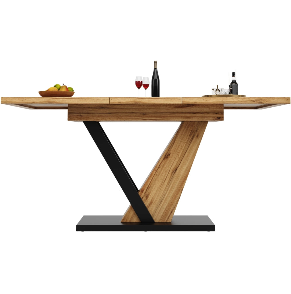 Tavolo da pranzo 120x75x75.5 cm; estensibile fino a 160 cm; MDF e metallo; colore naturale