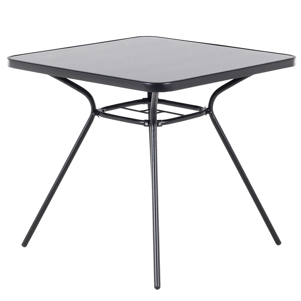 Set da pranzo all'aperto in acciaio Nero 5 pezzi tavolo sedie pieghevoli 4 posti giardino moderno