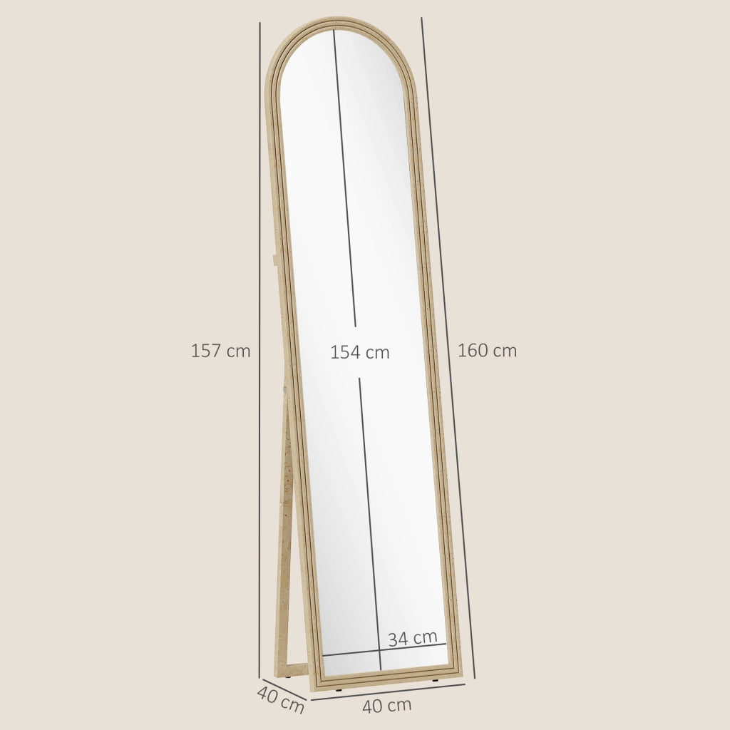 Specchio a Pieno Corpo con Cornice Effetto Pietra ¨C zephmum ¨C Beige 40x160 cm