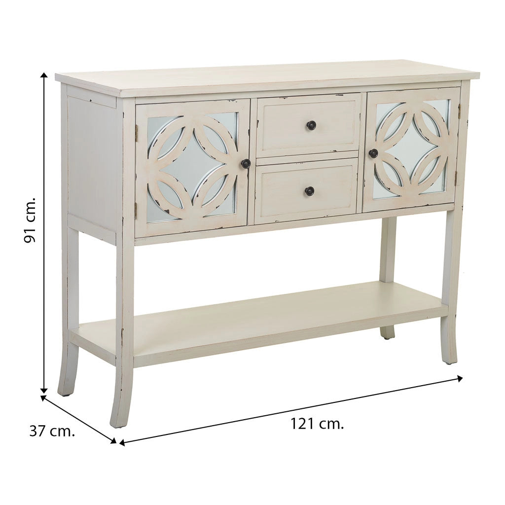 Credenza in legno bianco 121x37x91h
