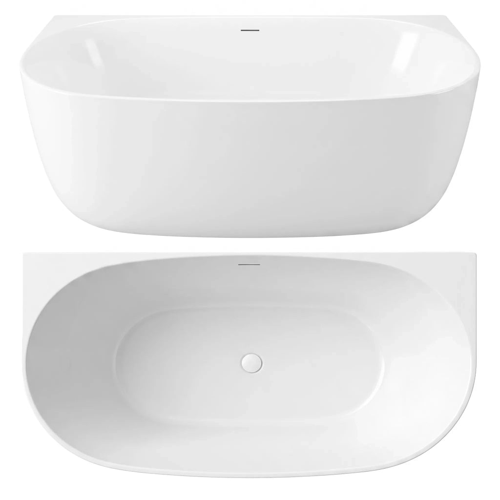 Vasca Bagno A Parete Rea Eris 150cm Copritappo bianco
