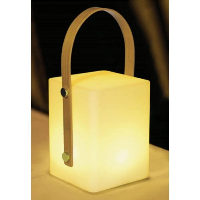 TIKY Lanterna con manico in bambù senza fili - LED bianco caldo / multicolore dimmerabile - H27cm