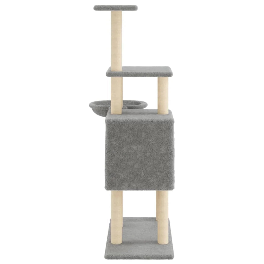 Tiragraffi per gatti Mobili per arrampicata su torre Tiragraffi piattaforma da arrampicata con tiragraffi in sisal leggero 131 cm grigio 02_0022560