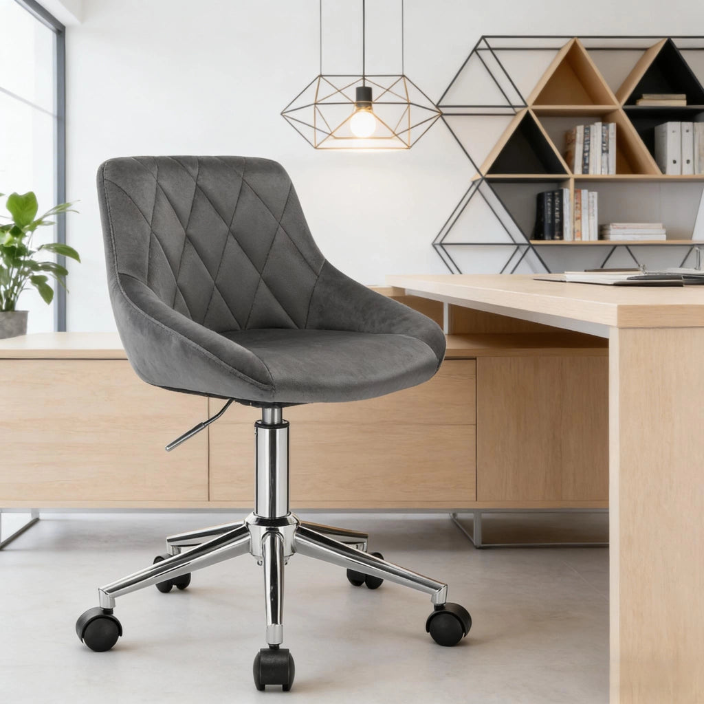 SEDIA DA UFFICIO Girevole Regolabile in Altezza 69,5-77 cm Velluto Grigio Scuro