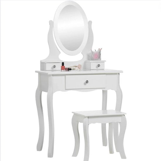 Tavolo da trucco per bambini XL - Tavolo trucco per bambina con design unico - Tavolo da trucco per bambina con qualità artigianale - Bianco