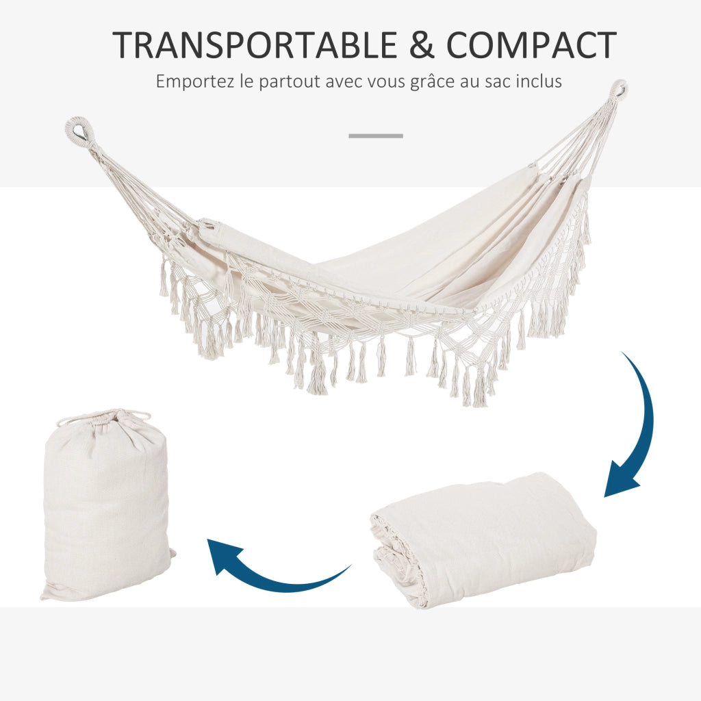 Amaca da Viaggio Portatile ¨C zephmum ¨C Beige 2.88x1.5m Coton Polyester