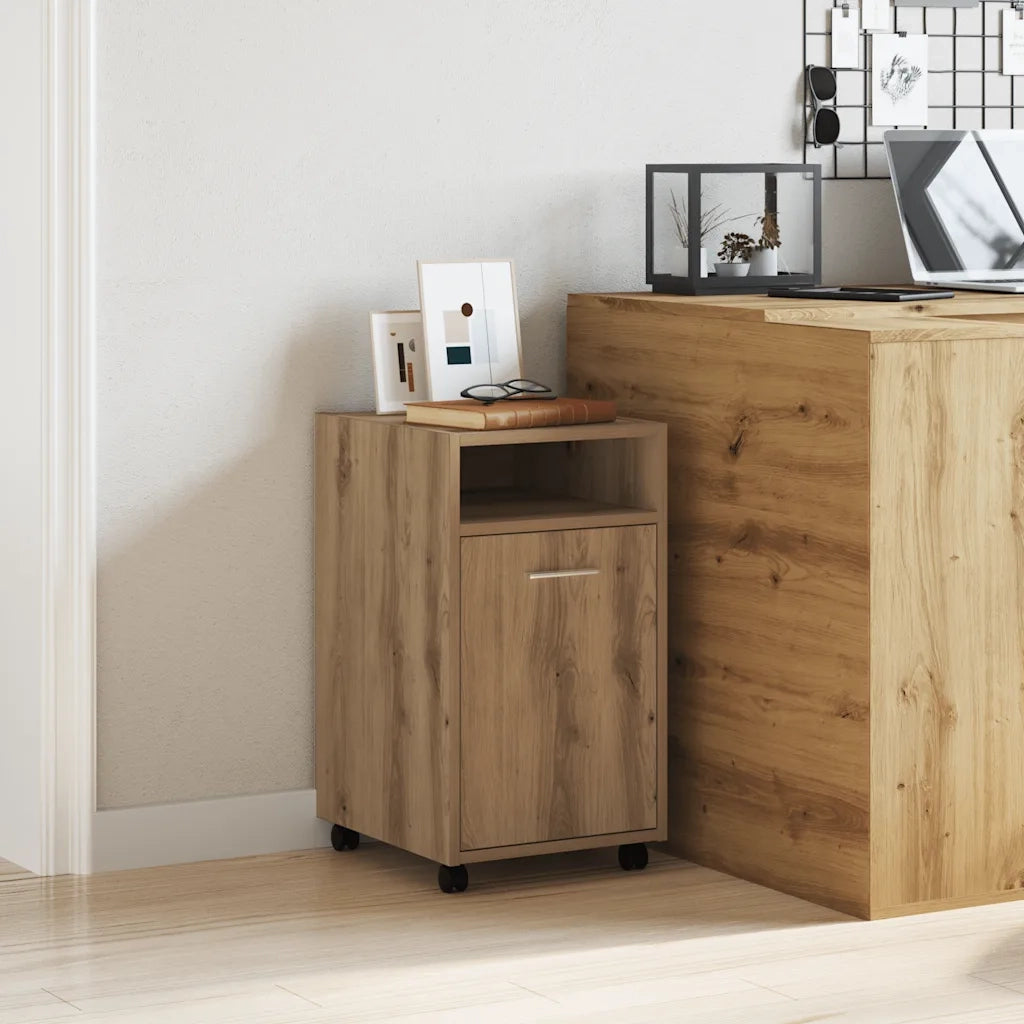 Armadio con Ruote Rovere Artigianale 33x38x60 cm in Truciolato 856563