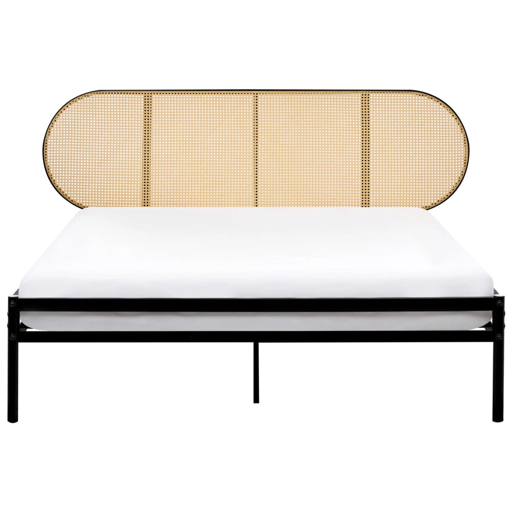 Letto matrimoniale imbottito in tessuto nero 160 x 200 cm rete a doghe gambe in legno moderno