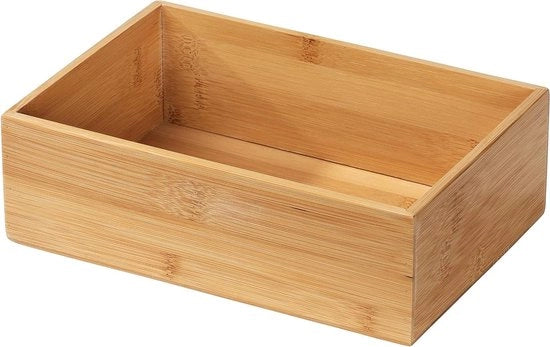 Scatola di Organizzazione in Bambù Naturale Terra L per Cucina, Bagno e Casa - Conservazione di Piccoli Oggetti - 22 x 7 x 15 cm