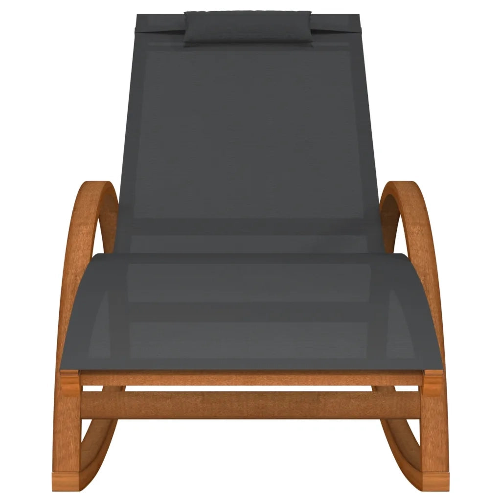 Sedia a Dondolo Grigia in Textilene e Legno Massello di Pioppo 363472