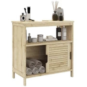 Mobile Sottolavabo in Bambù, Mobile per Bagno con 2 Porte, 60 x 30 x 60 cm, Legno Naturale