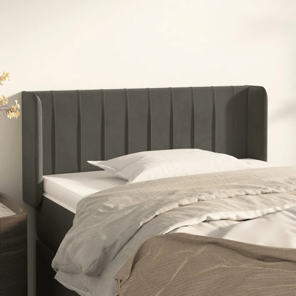 Testiera ad Orecchio-Testata con Orecchie Grigio Scuro 93x16x78/88 cm in Velluto 572116