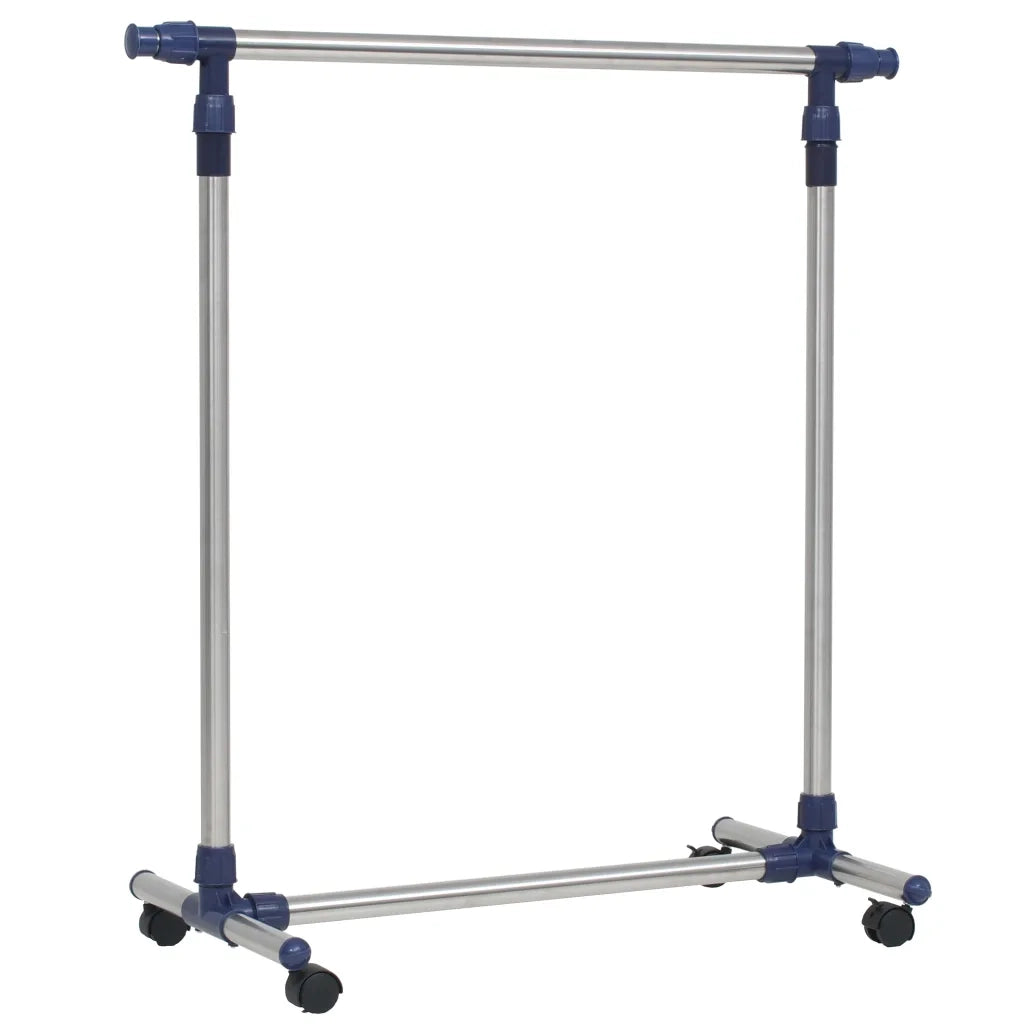 Porta Abiti Regolabile in Acciaio 165x44x150 cm Argento 245625