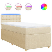 Letto singolo | Letto per adulti | Giroletto a Molle con Materasso Crema 90x190 cm in Tessuto