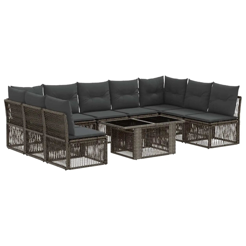 Set Divano da Giardino 10 pz Grigio polyrattan 3436517
