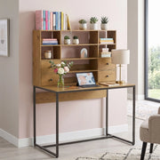 SCRIVANIA 105 cm con 4 cassetti e ripiani, legno naturale