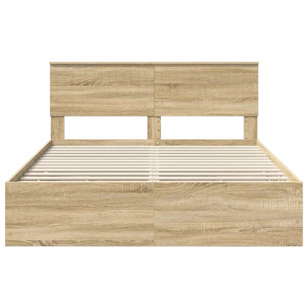 Letto matrimoniale | Letto per adulti | Struttura del letto con cassetto Rovere Sonoma 150 x 200 cm