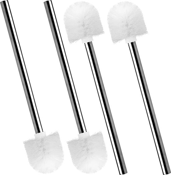 Set di 4 spazzole per il water - manico in acciaio inossidabile - testa intercambiabile - necessita di contenuto HTML - spazzola per il water.