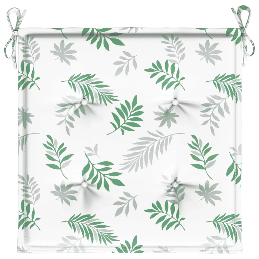 vidaXL Cuscini per Sedia 2 pz Motivo a Foglie 40x40x3 cm Tessuto