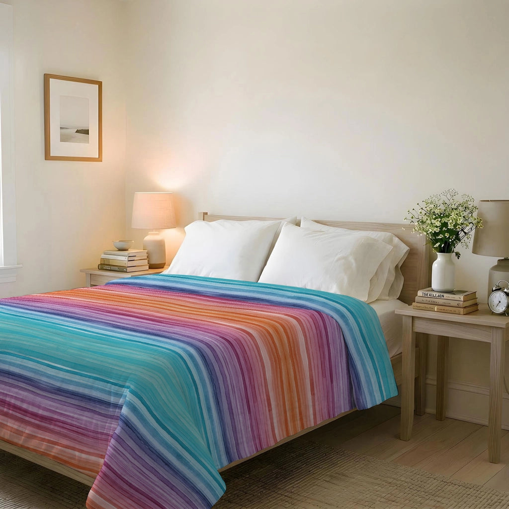 Trapuntino Double Face Estivo Singolo in Microfibra 100 gr con Stampa Rainbow Basic