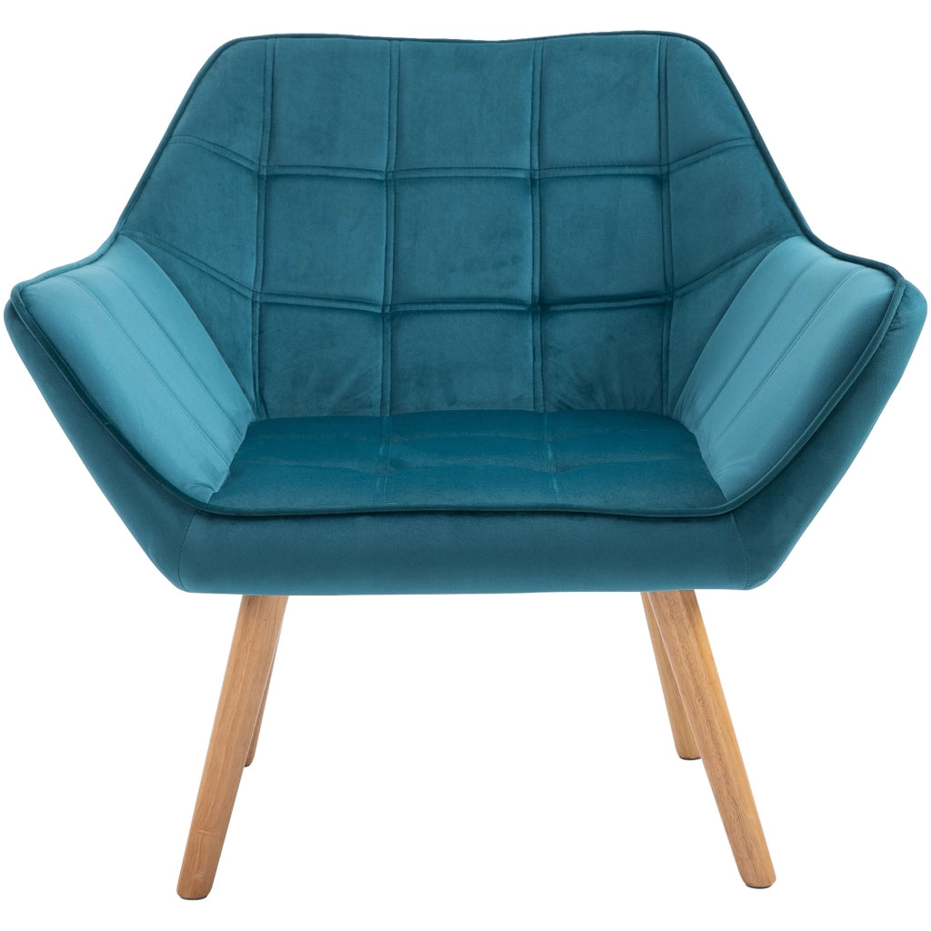 Poltrona Imbottita 79x69,5x72,5 cm in Tessuto  Petrolio
